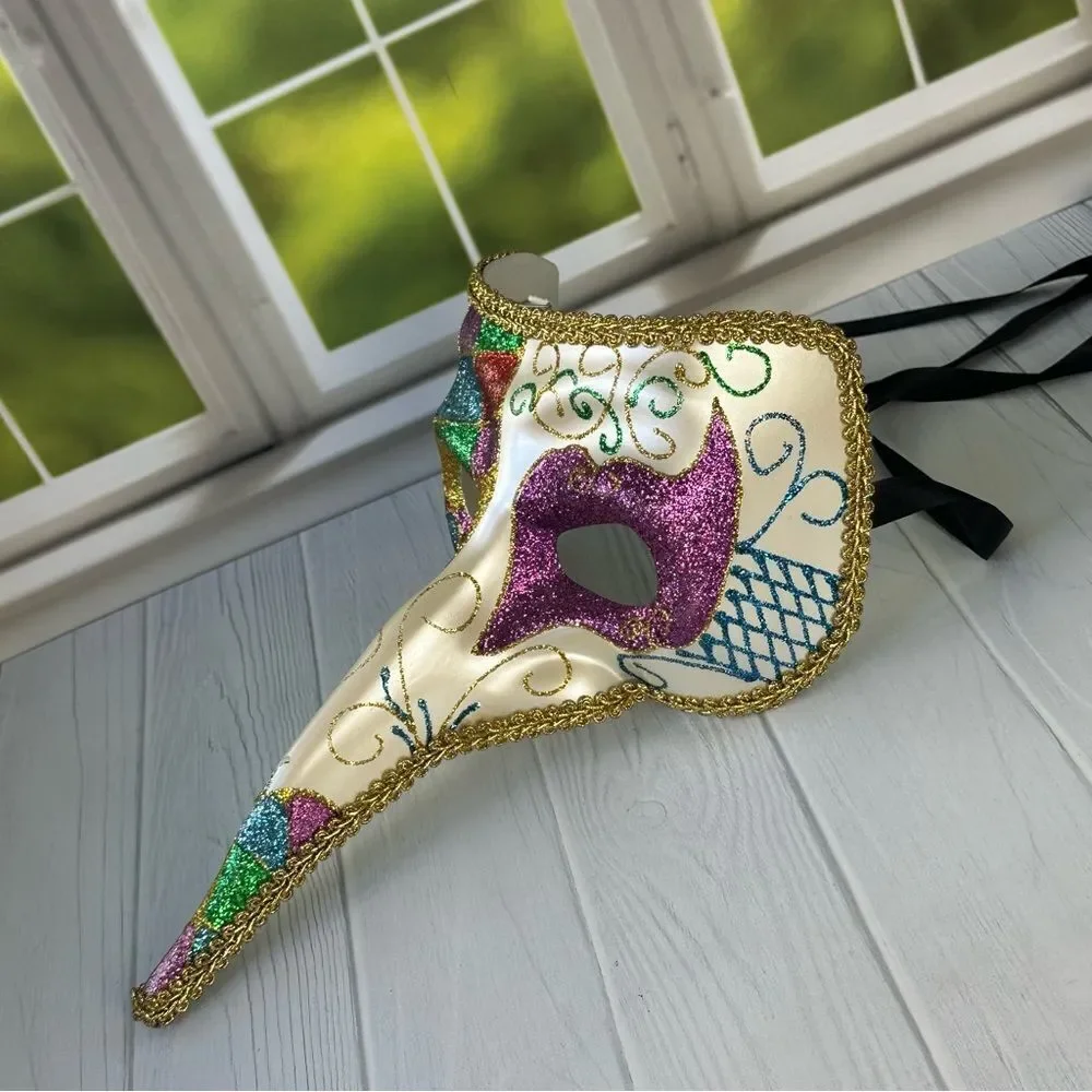 Venetian Mardi Gras Masquerade Long Nose Beak Mask